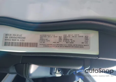 2024 Jeep Grand Cherokee L Laredo 4X4 z USA, uszkodzony, nr VIN 1C4RJKAG1R8532822